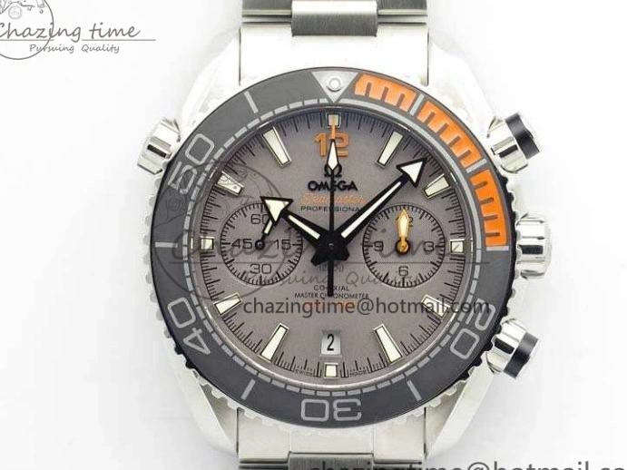 0218 Planet Ocean Master Chrono SS OM 1:1 Best Edition Gray Dial On SS Bracelet A9900 V Efficient 8116